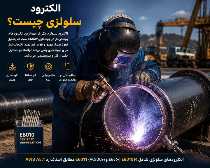 الکترود سلولزی چیست و کاربرد آن در جوشکاری لوله‌های نفت و گاز