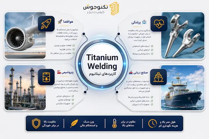 جوشکاری تیتانیوم چیست و روش های جوشکاری بلاگ کاربردهای جوشکاری تیتانیوم در صنایع مختلف