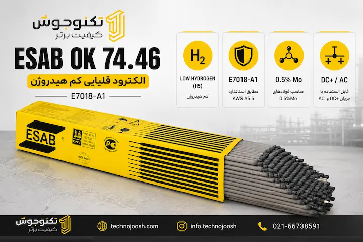 ویژگی‌های الکترود ایساب OK 74.46 E7018-A1