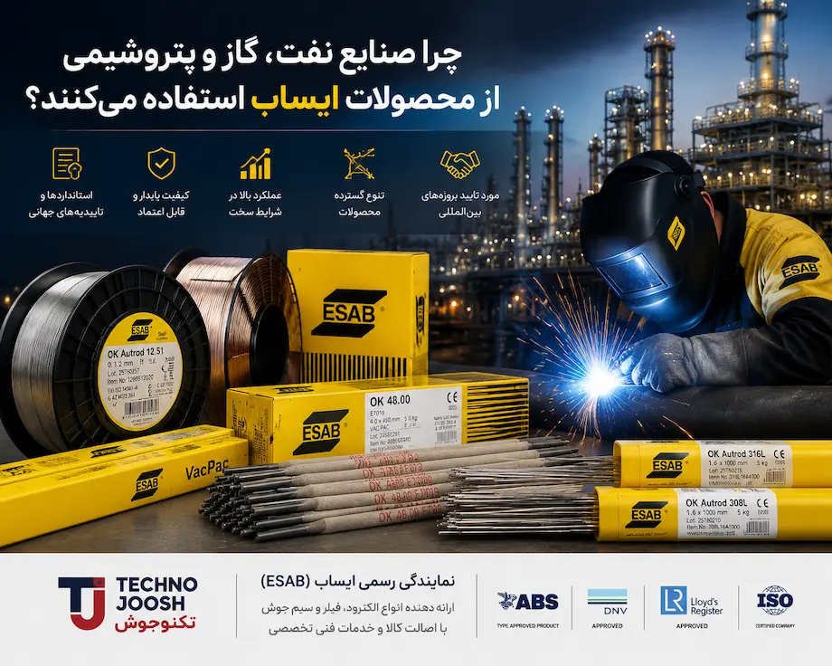 محصولات ایساب ESAB | راهنمای خرید الکترود، فیلر و سیم جوش ایساب در ایران ایساب چرا صنایع نفت، گاز و پتروشیمی از محصولات ایساب استفاده میکنند؟