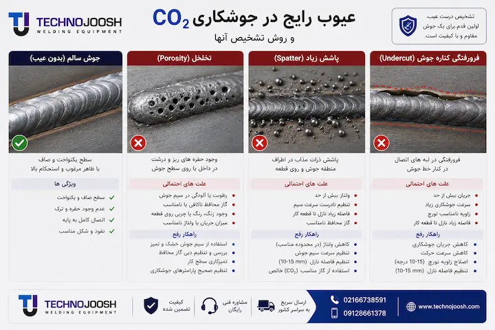 عیوب رایج در جوشکاری CO2 و روش تشخیص آنها